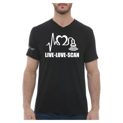 M&O Unisex Live-Love-Scan Printed V-Neck T-Shirt Thumbnail