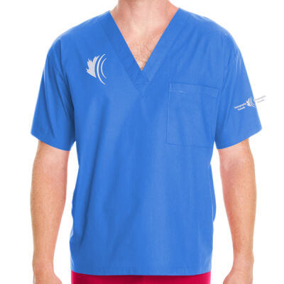 Harriton Unisex Icon & Bilingual Emblem Embroidered Scrub Top Thumbnail